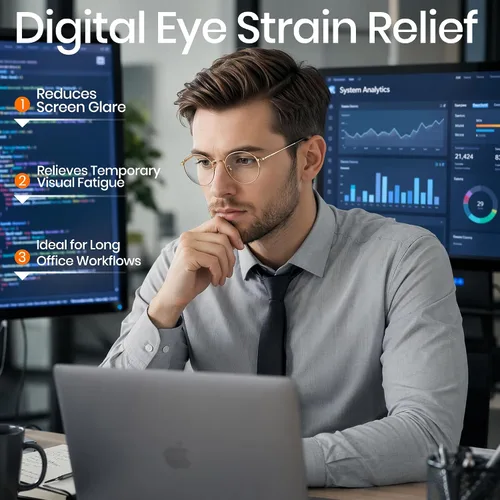 Miniatura 3 de Cyxus Gafas Redondas con Bloqueo de Luz Azul para Hombres y Mujeres, Marco de Alambre, Ultraligeras, Cómodas, para Oficina, Computadora