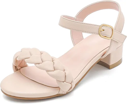 Sandalias para niñas, tacones para niños, puntera abierta, correa al tobillo, zapatos de vestir, flores para boda, fiesta para niños pequeños y