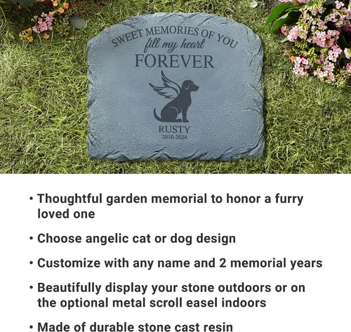 Miniatura 5 de Let's Make Memories Piedra conmemorativa personalizada para mascotas Forever Friend - Perro - Marcador de jardín de condolencias Perro - Angel