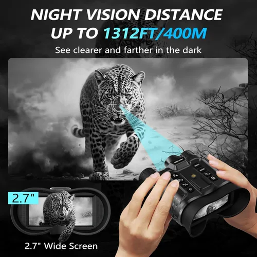 Miniatura 4 de Dsoon Gafas de visión nocturna, prismáticos de visión nocturna recargables mejorados montados en la cabeza con infrarrojos, manos libres, linterna