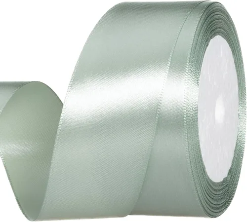 Atrbb Cinta de satén de 25 yardas, 1-1/2 pulgadas de ancho, perfecta para bodas, lazos hechos a mano y envoltura de regalos, verde salvia