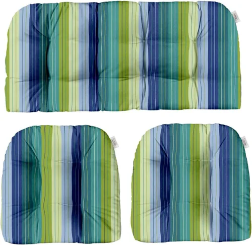 Miniatura 115 de RSH DECOR: Sunbrella 3-Piece Tufted Wicker Cushion Set 44" x 22" & 22" x 22" Outdoor Loveseat & U-Shaped Seat Cushions Crafted with