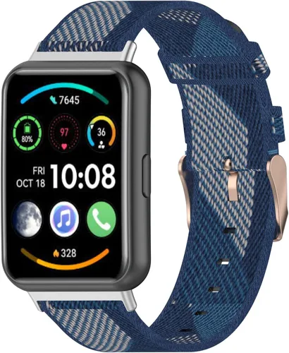 Miniatura 16 de Senter Correas de repuesto de nailon suave de liberación rápida para Huawei Watch Fit 2 Smart Watch Amarillo