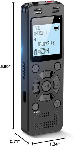 Miniatura 8 de EVIDA - Grabadora de voz digital de 128 GB para conferencias y reuniones, 9296 horas, dispositivo de grabación activado por voz, grabadora de audio