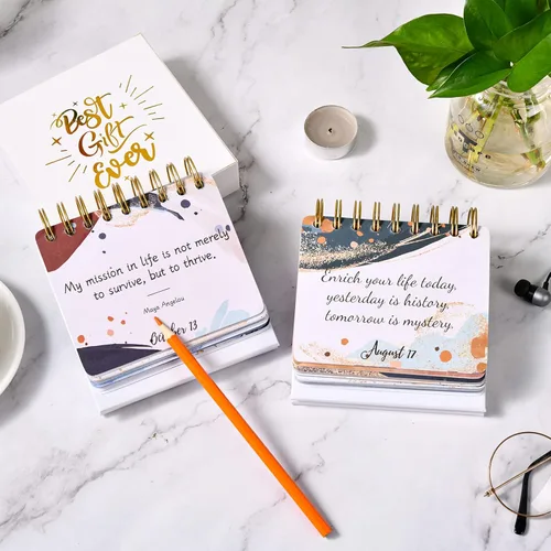 Miniatura 9 de Calendario diario perpetuo motivacional e inspirador, planificadores sin fecha, calendario perpetuo de escritorio, calendario inspirador de pie