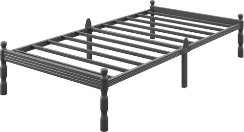 Miniatura 11 de Base de cama individual XL de 18 pulgadas con tapón deslizante para colchón, marco de cama individual XL con estilo vintage, listones de acero