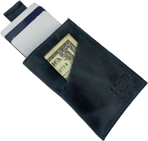 Miniatura 5 de Hide & Drink Cartera de cuero suave y funda para tarjeta hecha a mano azul pizarra