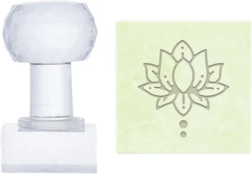 PandaHall - Sello de jabón acrílico hecho a mano, impresión de flor de loto de 1.3 pulgadas, tarjetas de invitación de bricolaje