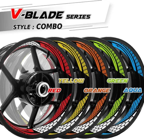 Miniatura 7 de MC MOTOPARTS Calcomanías para llantas de 17 pulgadas compatibles con CB1100RS VFR800 X F CB 300R 125R CB1300 (azul aguamarina)