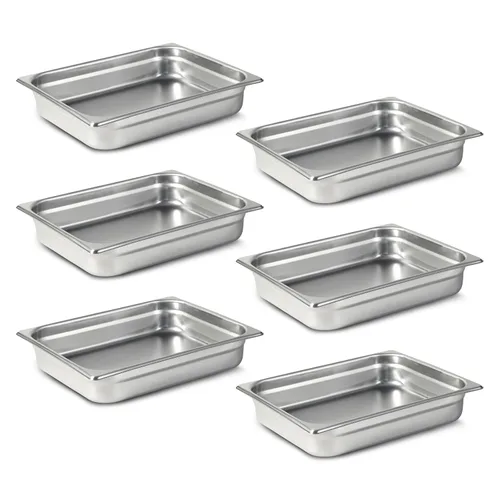 Miniatura 15 de Aplancee Sartenes de 1/2 hotel de 4 pulgadas de profundidad de acero inoxidable para alimentos, antiatascos, juego de 6 sartenes de mesa de vapor