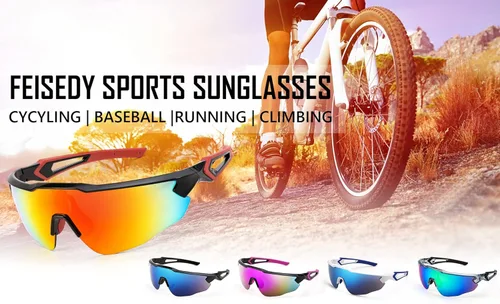 Miniatura 7 de FEISEDY Gafas de sol deportivas, con 5 lentes para hombres y mujeres, TR90 ligeras, béisbol, ciclismo, motocicleta, correr, golf, B2940