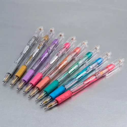 Miniatura 3 de Pentel Arts Sunburst - Bolígrafo de gel metálico, línea media, permanente, tinta dorada, paquete de 2 (K908BP2X)