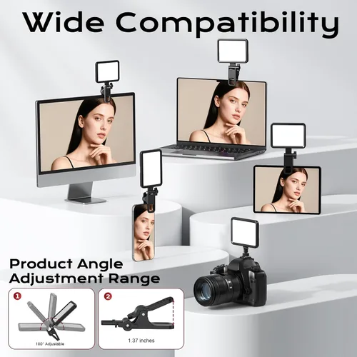 Miniatura 7 de Luz de Selfie Suave Recargable para Teléfono, Cámara, Portátil, Luz LED Portátil de Batería 4-14H para Fotos, Clip de Luz de Teléfono para Selfie