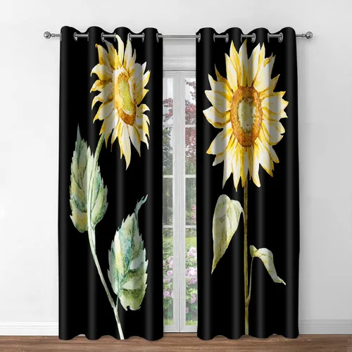 Miniatura 11 de Jekeno Cortinas opacas para oscurecer la habitación, con ojales, para ventana, atardecer, océano hawaiano, playa, tropical, palmera, decoración