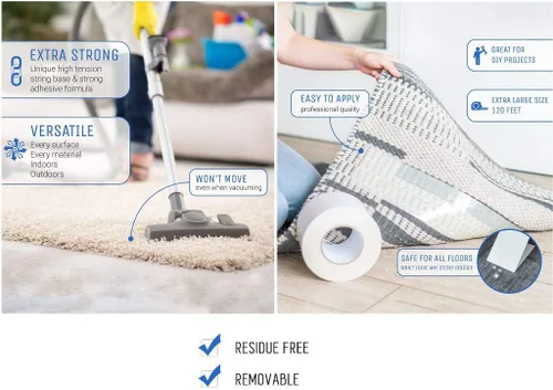 Miniatura 3 de Cinta adhesiva de doble cara más fuerte, 2 pulgadas por 40 yardas, 120 pies. 2 veces más. 5 estrellas de grado profesional, resistencia industrial