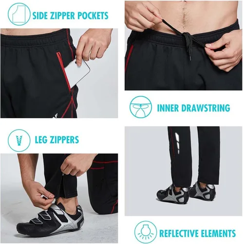 Miniatura 12 de baleaf Pantalones de forro polar para hombre, pantalones de ciclismo de invierno, ropa de bicicleta de montaña, equipo térmico para correr en clima