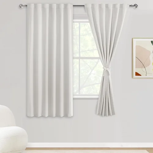 Miniatura 51 de DWCN Cortinas opacas con pestaña trasera para ventana - Cortinas opacas con bolsillo para barra para oscurecer la habitación para dormitorio/sala