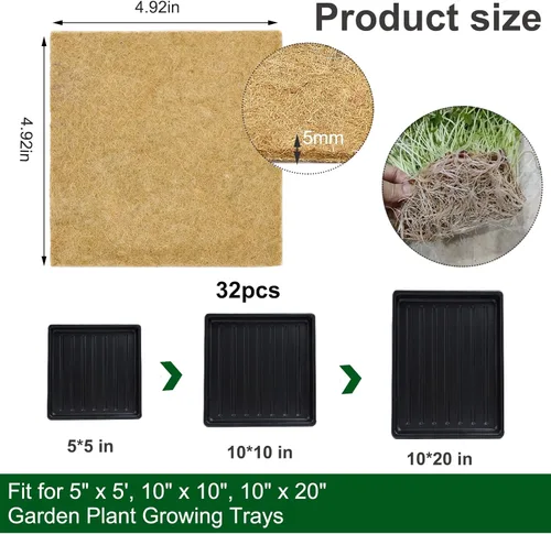 Miniatura 5 de 32 alfombrillas microverdes, tapete de cultivo de plantas de 5 x 5 pulgadas, almohadillas de cultivo hidropónico, alfombrillas de brote
