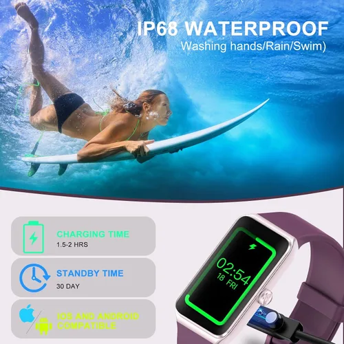 Miniatura 7 de Monitor de actividad física, reloj de fitness con frecuencia cardíaca 24/7, oxígeno en sangre, presión arterial, relojes inteligentes con más de 100