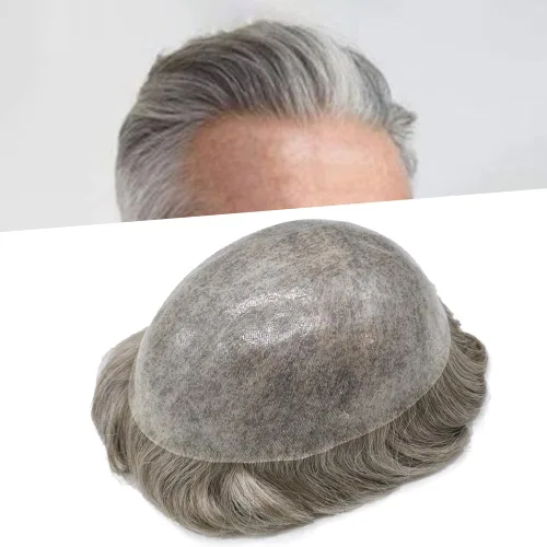Miniatura 11 de Toupee para hombres Sistema de reemplazo de cabello humano real duradero invisible para hombre Toupee Hair Piece para hombres Poly Men Sistema