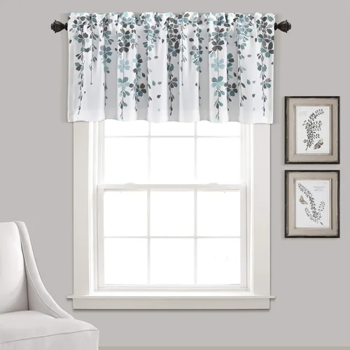 Miniatura 29 de Lush Decor Cenefa para ventana con filtro de luz, colección Weeping Flower, juego de cortinas, un par, 52" de ancho x 95" de largo + 2" de cabecera
