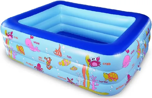 Miniatura 11 de Piscina inflable para niños, 45 x 33 x 14 pulgadas, piscina infantil con suelo suave inflable, bañera inflable Ocean World para interiores