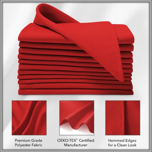 Miniatura 3 de Lann's Linens. 12 servilletas de 17 pulgadas. Servilletas de gamuza con bordes ribeteados, varios colores disponibles. Rojo