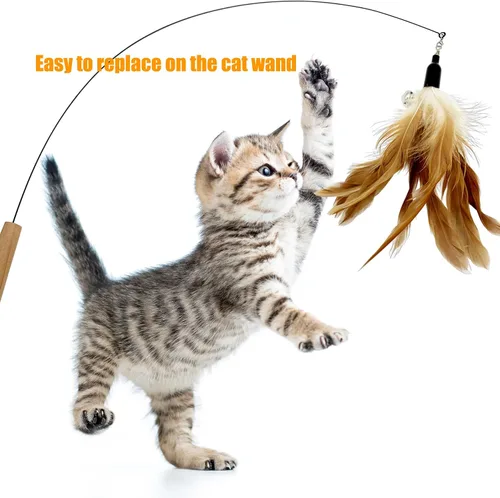 Miniatura 2 de Recambio de juguetes de plumas para gatos, 16 piezas de repuesto para gatos de interior 16 piezas de repuestos de juguete de plumas de gato