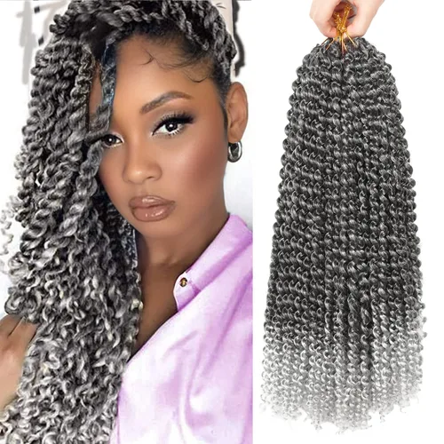 Miniatura 48 de Cabello Passion Twist de 30 pulgadas, cabello rubio de ondas de agua con ganchillo para mujeres, cabello rubio Passion Twist de ganchillo largo 27#