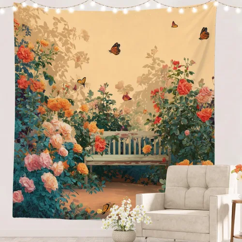 Miniatura 58 de Batmerry Tapiz de pintura abstracta apagado, trazos de expresión artística arte de pared, decoración para colgar, fibra de poliéster, blanco