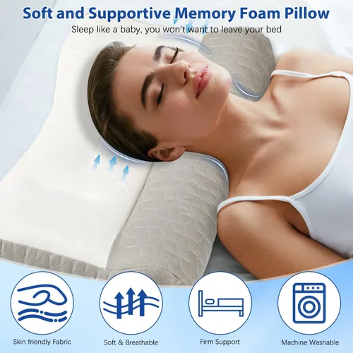 Miniatura 4 de Almohada ergonómica, almohada cervical para aliviar la tensión del cuello, almohada cervical para dormir, almohada cervical de apoyo cervical