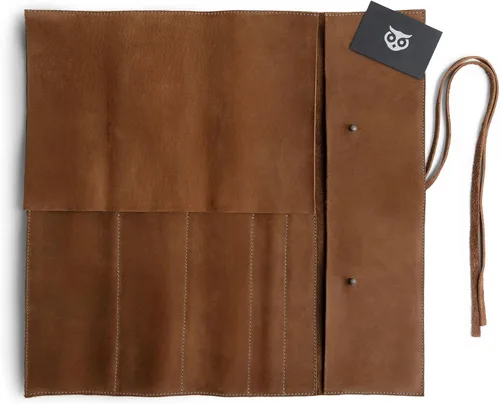 Miniatura 6 de Estuche de cuero rústico para cuchillos, bolsa duradera para cuchillos de chef para chefs profesionales, bolsa de rollo de cuchillos, funda