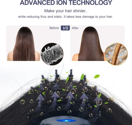 Miniatura 5 de Cepillo secador de cabello, Aima Beauty 4 en 1 con función de alisador y rizador de aire caliente, herramienta de peinado para mujeres, azul Azul