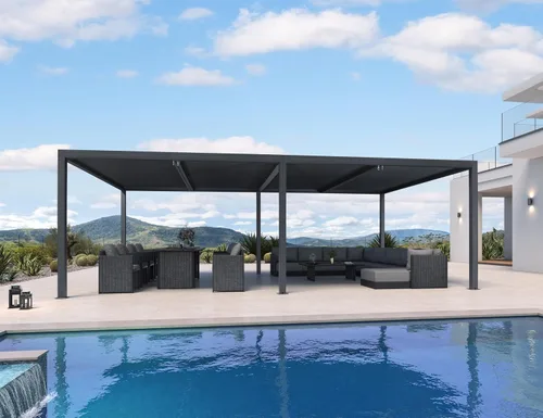 Miniatura 22 de PURPLE LEAF 94AS - Pérgola pequeña de aluminio compacto de 10 x 12 pies con techo rígido con listones ajustables para patio, cubierta de terraza