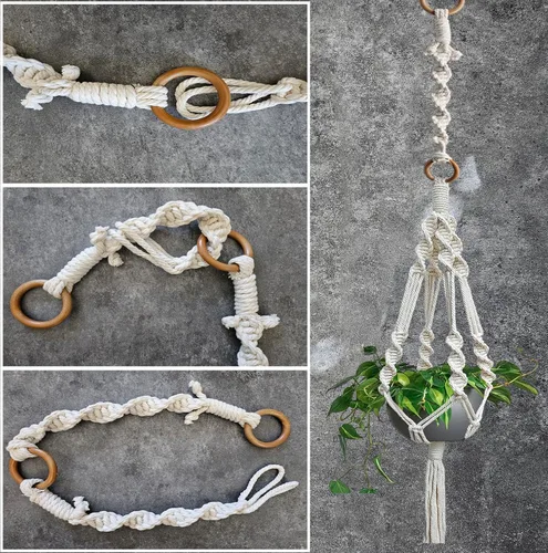 Miniatura 8 de Extensores colgantes de macramé para plantas colgantes (16 pulgadas, paquete de 6)