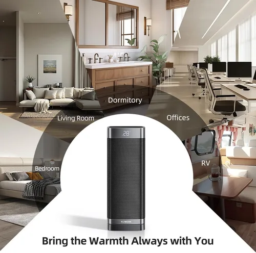 Miniatura 9 de Flymoon Calentadores de espacio para uso en interiores, calentador portátil de 1500 W con control remoto, protección contra sobrecalentamiento