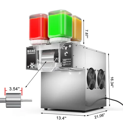 Miniatura 5 de Kolice Máquina de hielo afeitado eléctrica comercial, afeitadora de cono de nieve, máquina de hielo en copos de nieve, 264 libras/día, 4 cubos