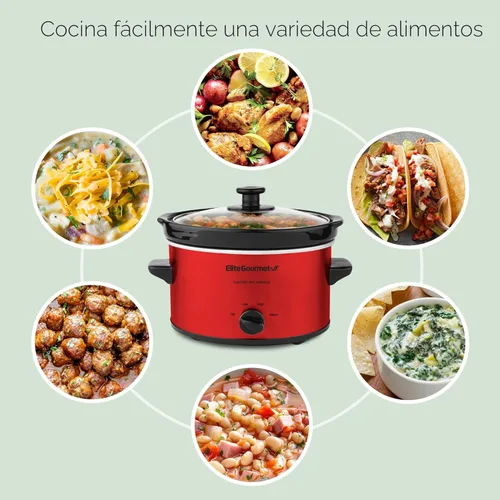 Miniatura 4 de Elite Gourmet MST-275XR# - Olla eléctrica de cocción lenta ovalada, temperatura ajustable, para preparar entradas, salsas y guisos, con tapa de Rojo