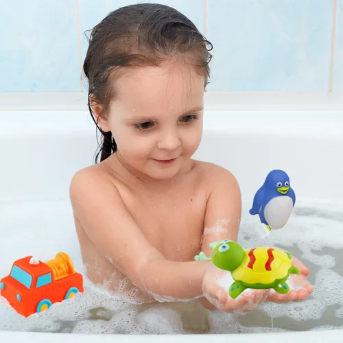 Miniatura 5 de Dimple Juego de 20 juguetes de baño flotantes, animales marinos, juguetes para niños y niñas, varios amigos de animales marinos, aprieta