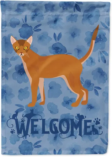 Miniatura 233 de Caroline's Treasures CK4813CHF - Bandera de bienvenida con gato abisinio azul, manga grande, para porche, para colgar en la pared, poliéster