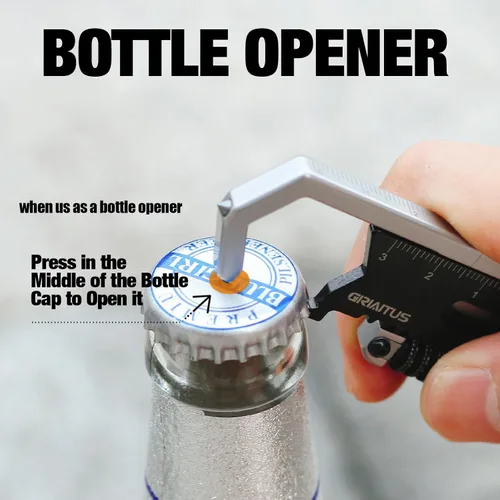 Miniatura 7 de Llavero pequeño multiherramienta con llave ajustable de bolsillo 9 en 1 para tornillos con mini palanca extractor de clavos herramienta calibrador