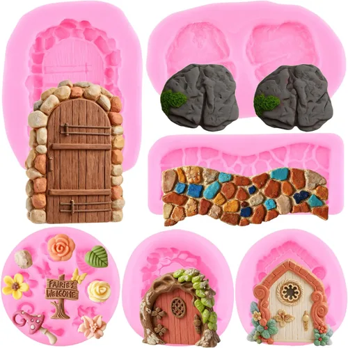 Miniatura 9 de Mujiang Diseño de textura de pared de ladrillo, moldes de silicona con textura de piedra para puerta, camino de piedra, moldes para fondant