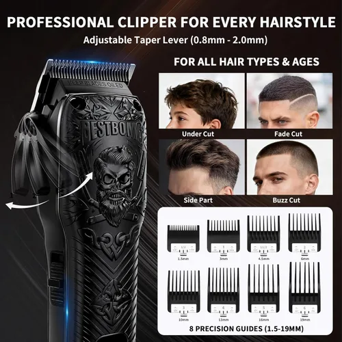Miniatura 2 de BESTBOMG Kits y juegos de cortapelos profesionales inalámbricos para hombre, cortadora de barba y barba, kit de corte de metal con batería de larga