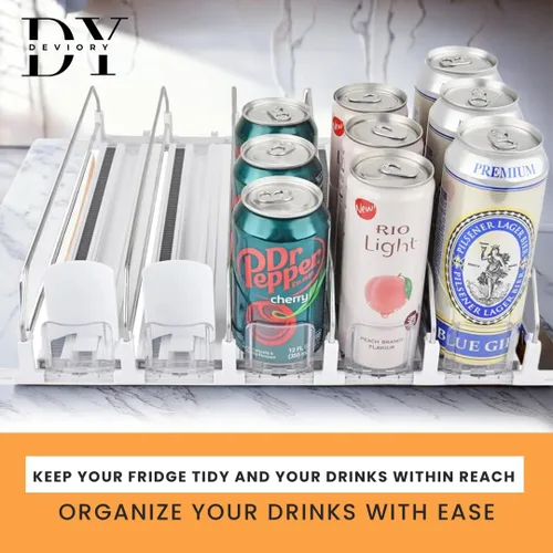 Miniatura 2 de Organizador de latas de soda con empujador automático Organizador de bebidas para refrigerador Dispensador de bebidas para soda, latas