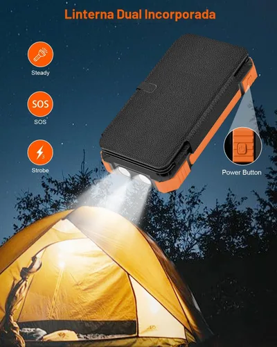 Miniatura 6 de Cargador Solar Power Bank 49800mAh con 4 Cables Integrados y 4 Paneles Plegables, Cargador de Teléfono Portátil Rápido PD22.5W, Paquete de Batería