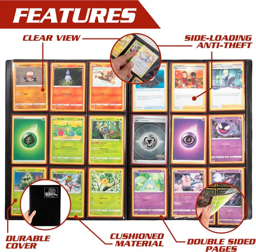 Miniatura 3 de Monster Binder - Álbum de tarjeta coleccionables, 9 bolsillos para tarjetas, retiene 360 de Yugioh, Magic, y Pokémon, Púrpura mate Morado mate
