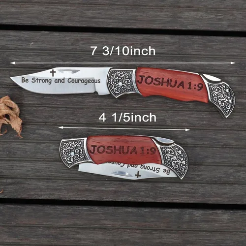 Miniatura 6 de Grabado Sea Fuerte y Valiente - JOSHUA 1:9 Regalos Católicos Cristianos Versículo Bíblico Herramienta Utilitaria, Escritura Bautizo Religioso