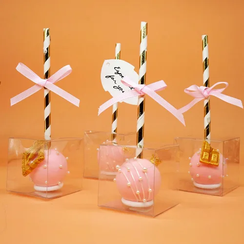 Miniatura 5 de XINHPKGG 50 cajas de regalo transparentes de 2 x 2 x 2 pulgadas, cajas transparentes para tartas con agujero superior, caja de macarrón, caja
