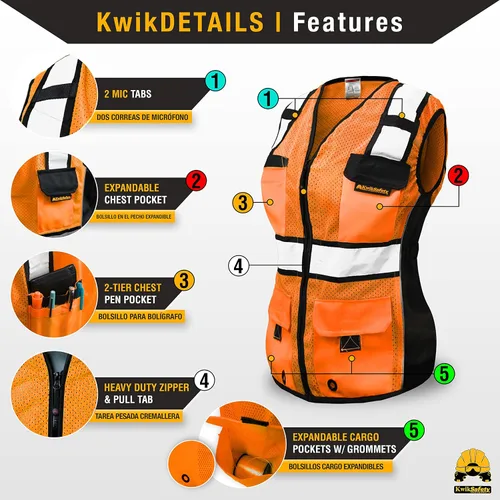 Miniatura 4 de KwikSafety (Charlotte, NC) RoadBOSS Econ & Chaleco de seguridad premium para mujer