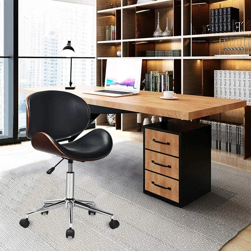 Miniatura 5 de GOODALLIN - Silla de oficina ajustable y moderna de mediados de siglo con asiento / respaldo curvo, silla ejecutiva giratoria, silla de computadora